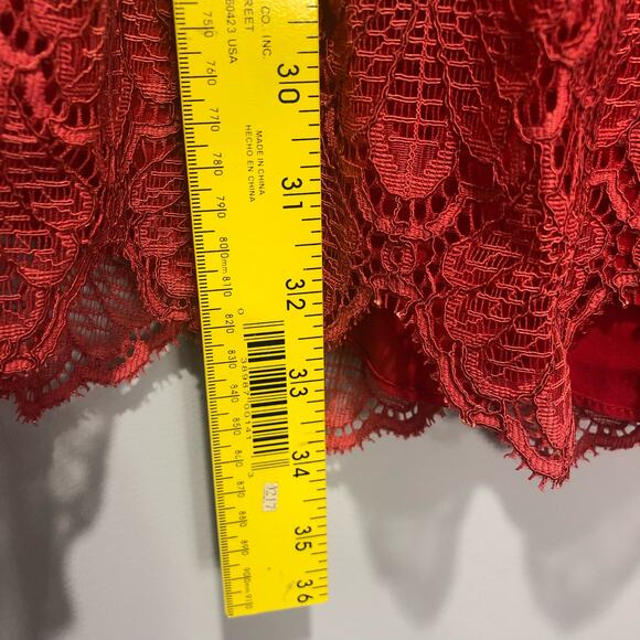 Free People x Saylor Darragh Cutout Pearl Clasps Lace Mini Dress Rose Red Size M - Picture 12 of 14